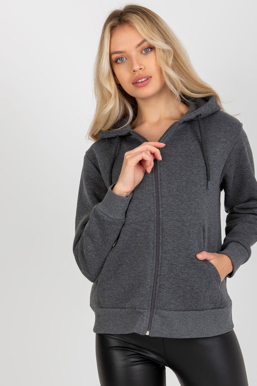 Tmavě šedá basic mikina na zip s...