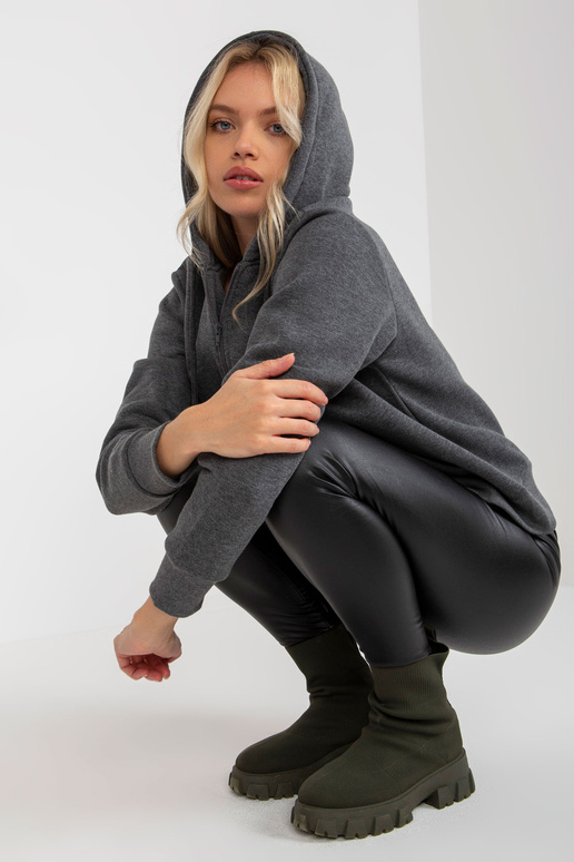 Tmavě šedá basic mikina na zip s...