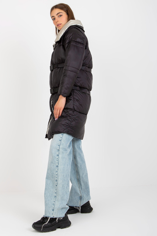 Černo-béžová péřová bunda 2v1 zimní s... Černo-béžová péřová bunda 2v1 zimní s...