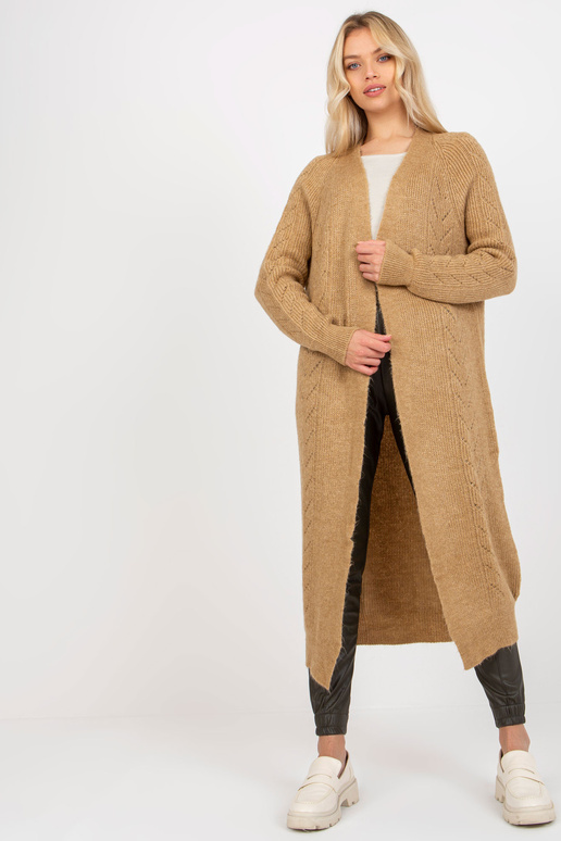 Velbloudí maxi cardigan bez zapínání Velbloudí maxi cardigan bez zapínání