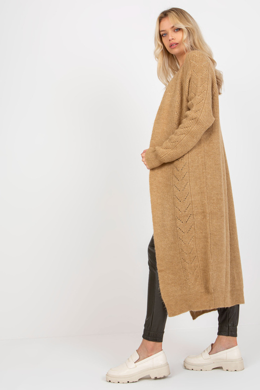 Velbloudí maxi cardigan bez zapínání Velbloudí maxi cardigan bez zapínání
