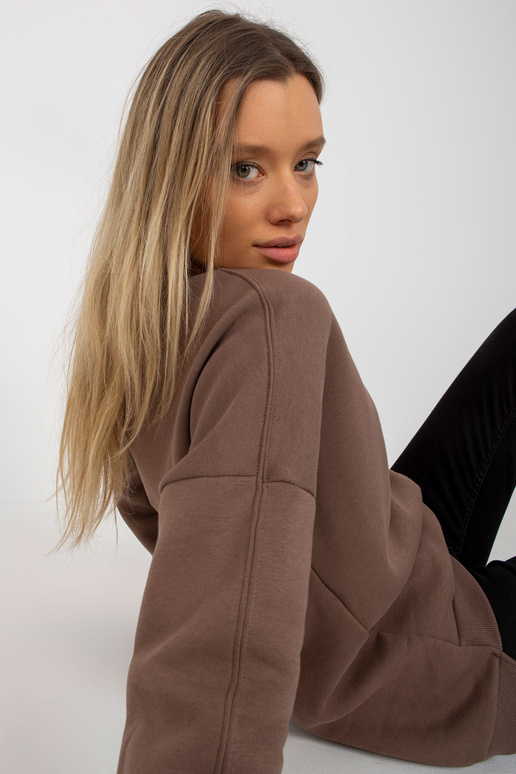 Hnědá basic mikina s kulatým výstřihem