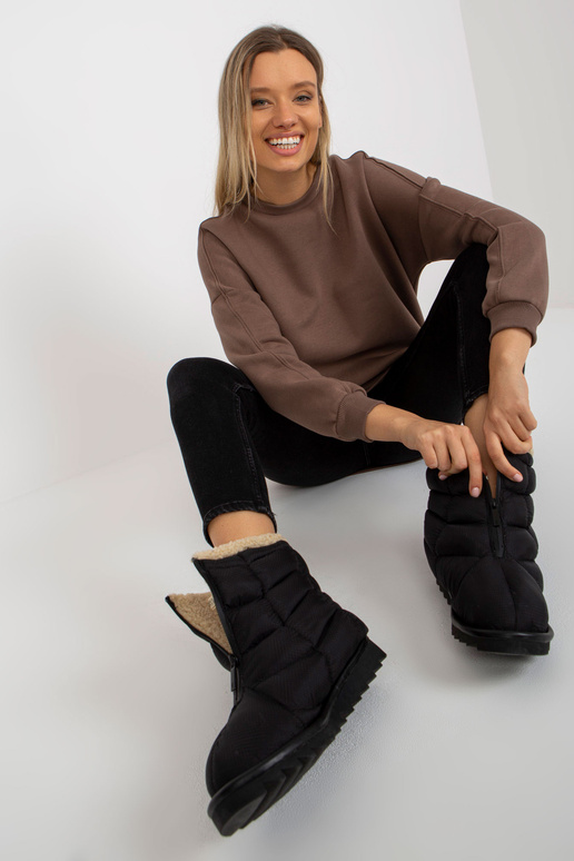 Hnědá basic mikina s kulatým výstřihem