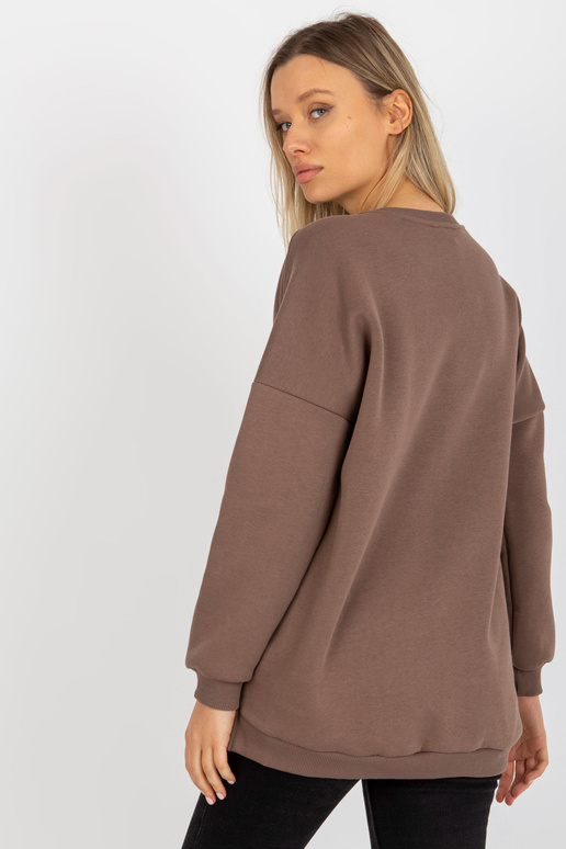 Hnědá basic mikina s kulatým výstřihem