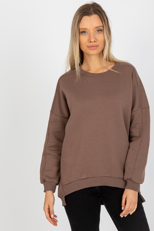 Hnědá basic mikina s kulatým výstřihem
