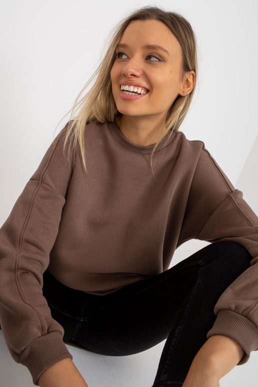 Hnědá basic mikina s kulatým výstřihem