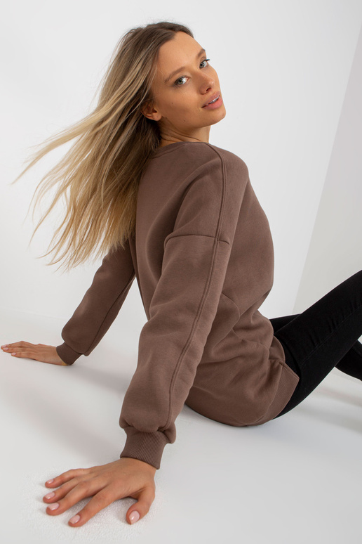 Hnědá basic mikina s kulatým výstřihem