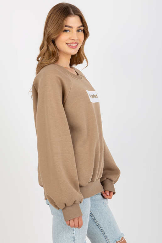 Tmavě béžová mikina bez kapuce s...