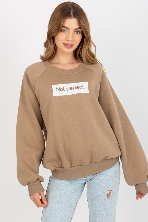 Tmavě béžová mikina bez kapuce s...