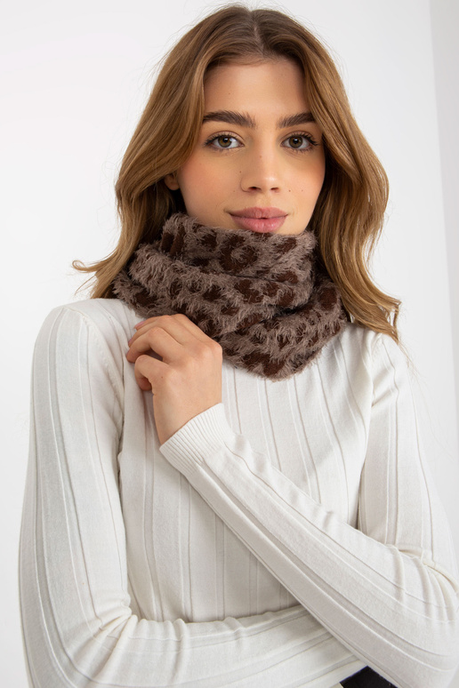 Tmavě béžovo-hnědý zimní dámský komín...