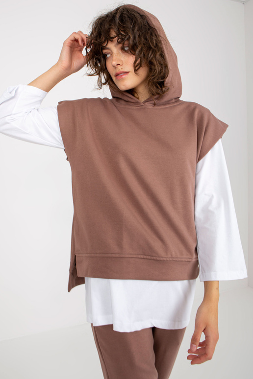 Hnědý třídílný ležérní set s mikinou