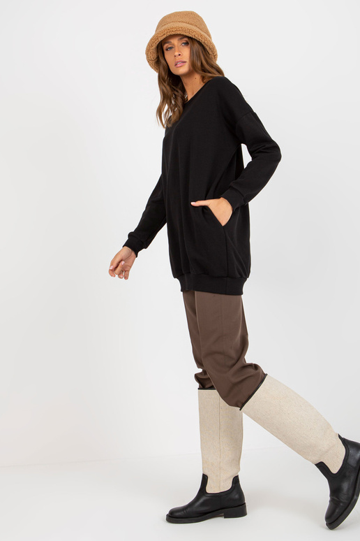 Mikina Schwarzes langes Basic Oversize