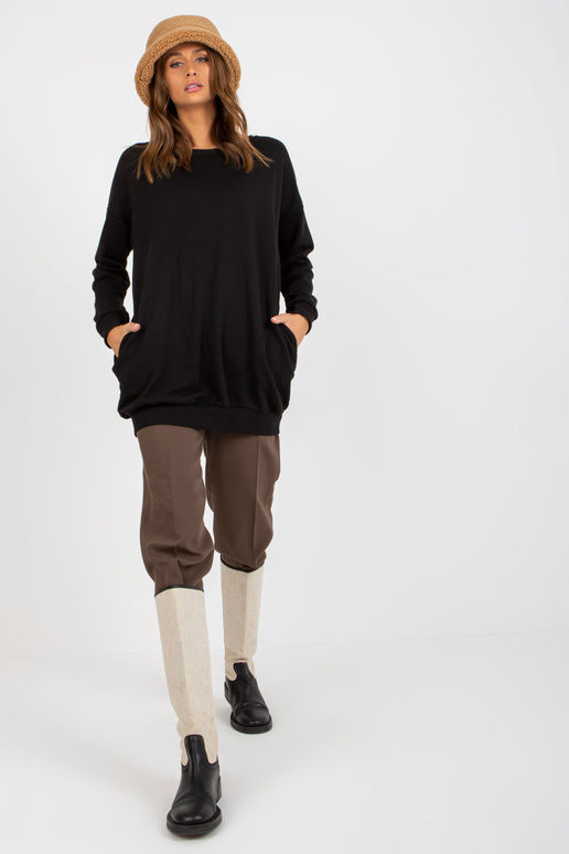 Mikina Schwarzes langes Basic Oversize