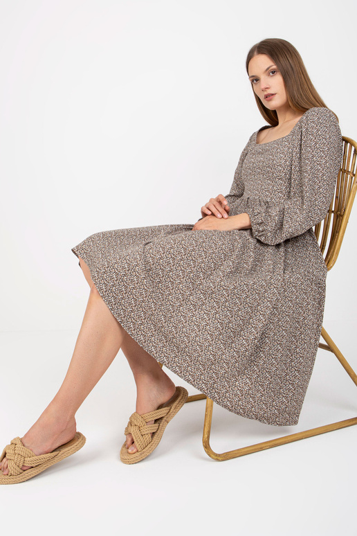 Béžové midi šaty s viskózovým... Béžové midi šaty s viskózovým...