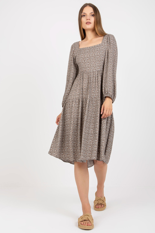 Béžové midi šaty s viskózovým... Béžové midi šaty s viskózovým...