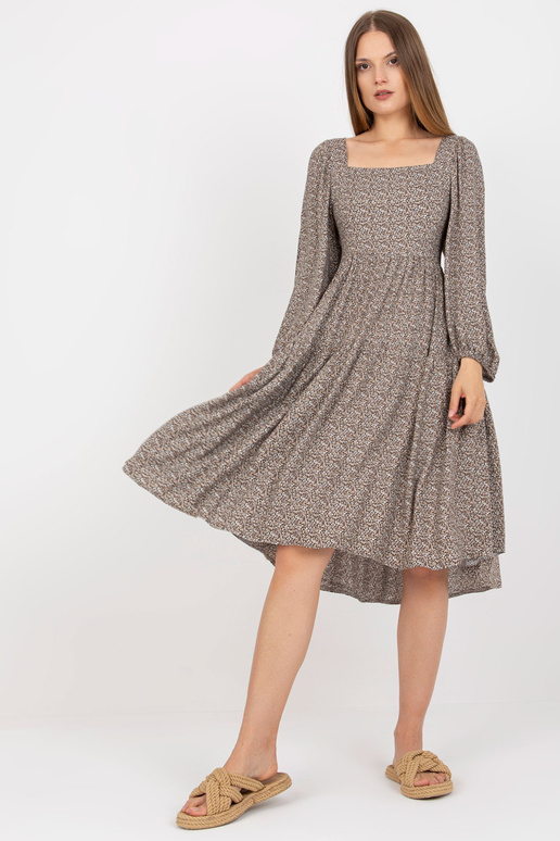 Béžové midi šaty s viskózovým... Béžové midi šaty s viskózovým...