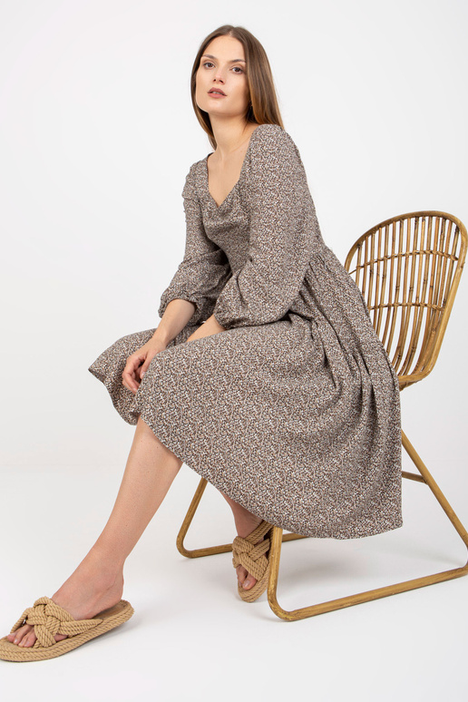 Béžové midi šaty s viskózovým... Béžové midi šaty s viskózovým...