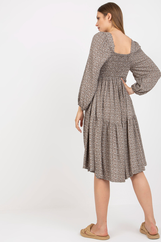 Béžové midi šaty s viskózovým... Béžové midi šaty s viskózovým...