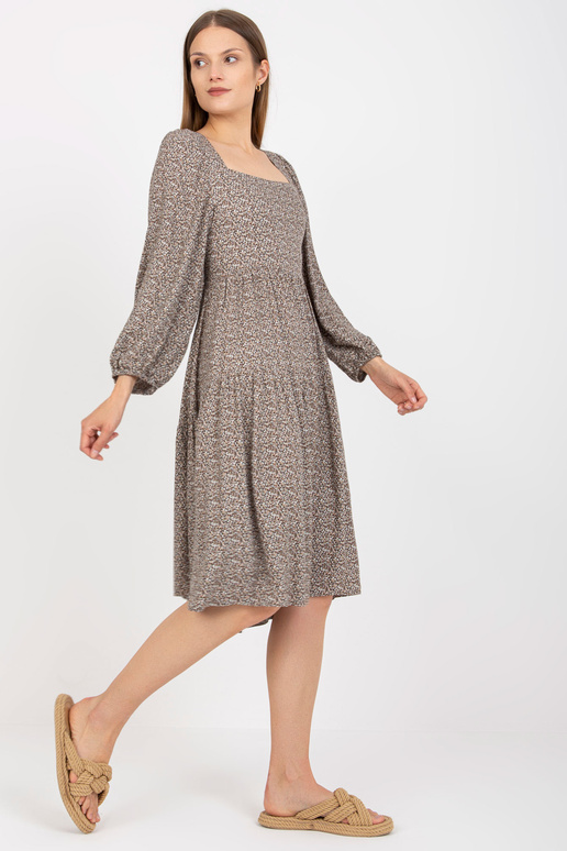 Béžové midi šaty s viskózovým... Béžové midi šaty s viskózovým...