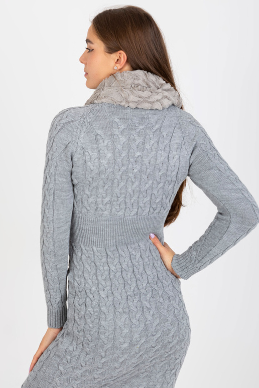 Šedý dámský komín z umělé kožešiny