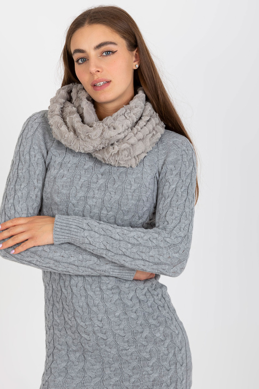 Šedý dámský komín z umělé kožešiny