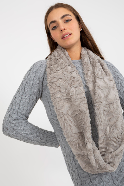 Šedý dámský komín z umělé kožešiny