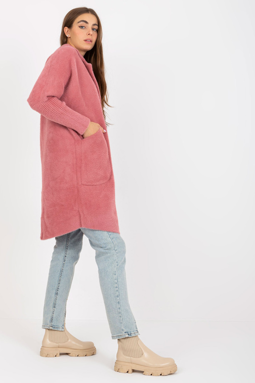 Špinavě růžový dámský kabát z alpaky...