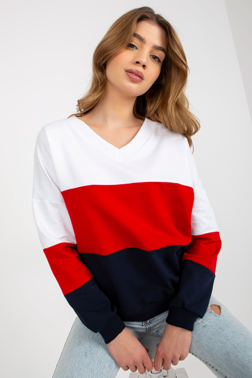 Bílá a tmavě modrá basic mikina bez... Bílá a tmavě modrá basic mikina bez...