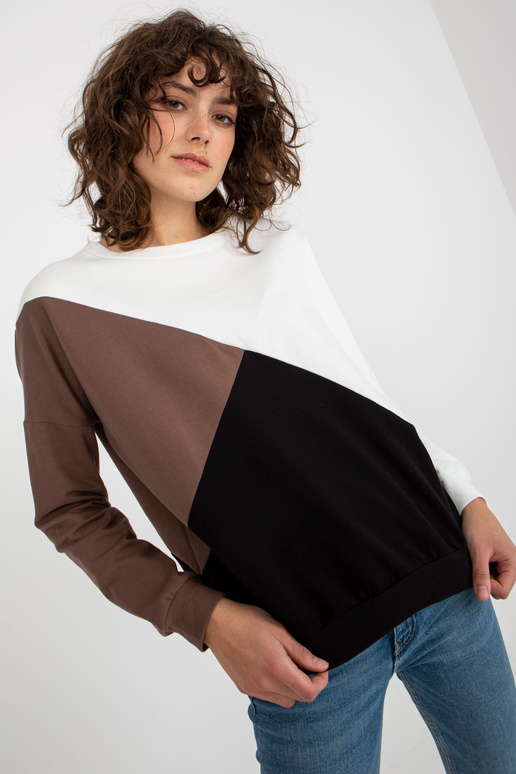 Bíločerná basic mikina s kulatým...