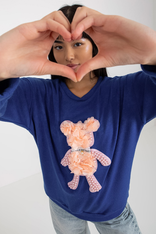 Tmavě modrý dámský klasický svetr s...