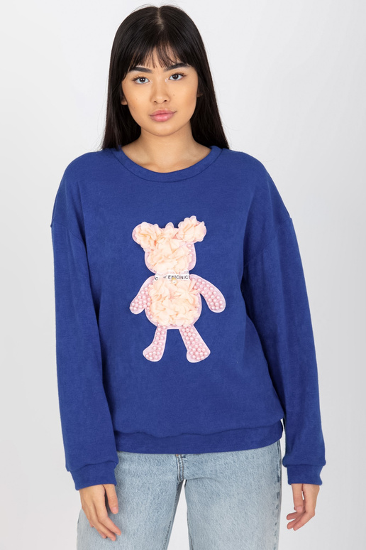 Tmavě modrý dámský klasický svetr s...