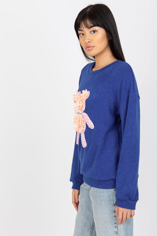 Tmavě modrý dámský klasický svetr s...