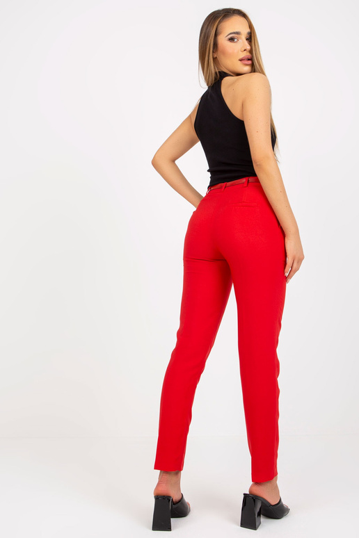 Červené oblekové látkové kalhoty s... Červené oblekové látkové kalhoty s...