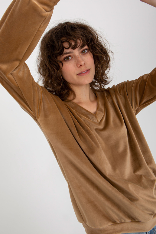 Velurová mikina Camel bez kapuce s...