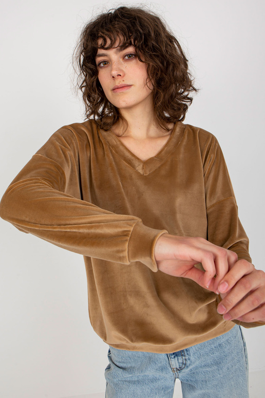 Velurová mikina Camel bez kapuce s...