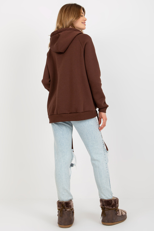 Tmavě hnědá klokaní mikina s pruhy...