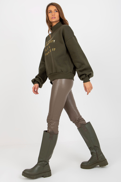 Khakifarbenes mikina s potiskem a... Khakifarbenes mikina s potiskem a...