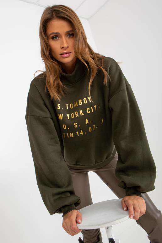 Khakifarbenes mikina s potiskem a... Khakifarbenes mikina s potiskem a...