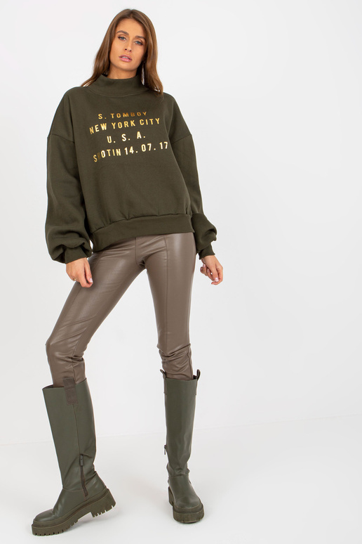 Khakifarbenes mikina s potiskem a... Khakifarbenes mikina s potiskem a...