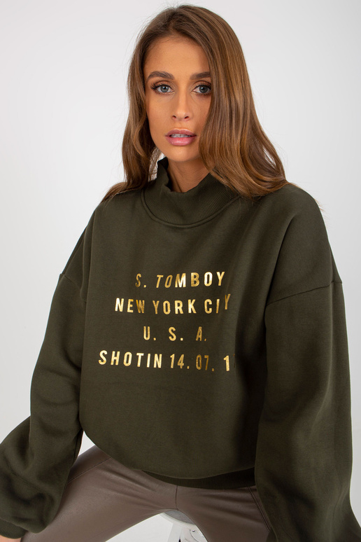 Khakifarbenes mikina s potiskem a... Khakifarbenes mikina s potiskem a...