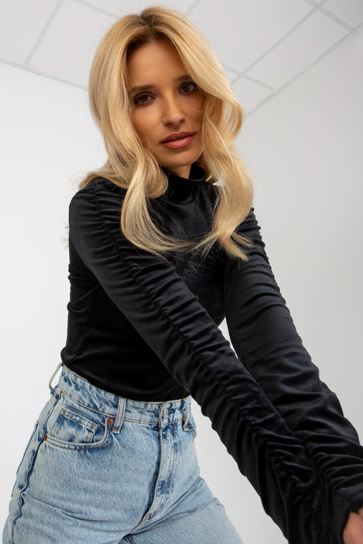 RUE PARIS Czarna bluzka welurowa z... RUE PARIS Czarna bluzka welurowa z...