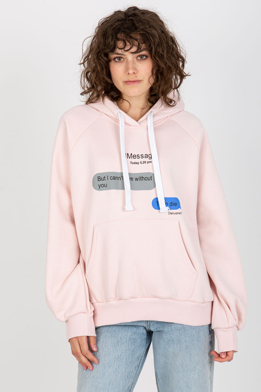 Světle růžová mikina s potiskem a...