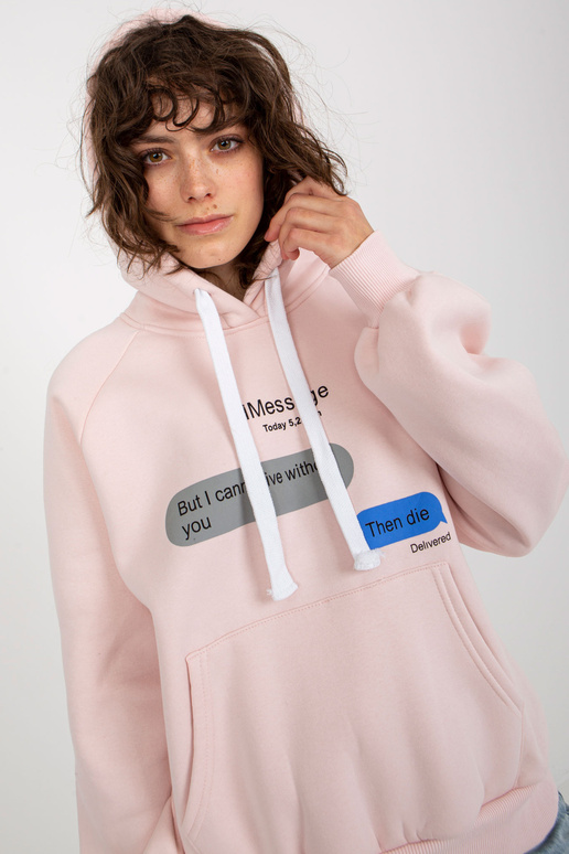 Světle růžová mikina s potiskem a...
