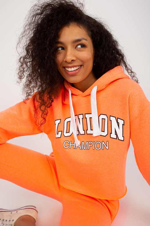 Fluo oranžová mikina s potiskem Laraina Fluo oranžová mikina s potiskem Laraina