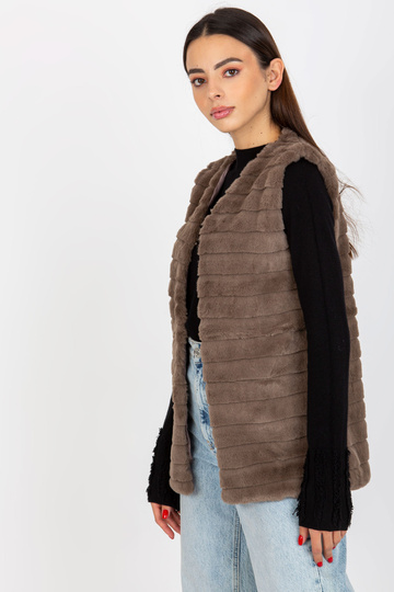 Hnědá kožešinová vesta s... 2