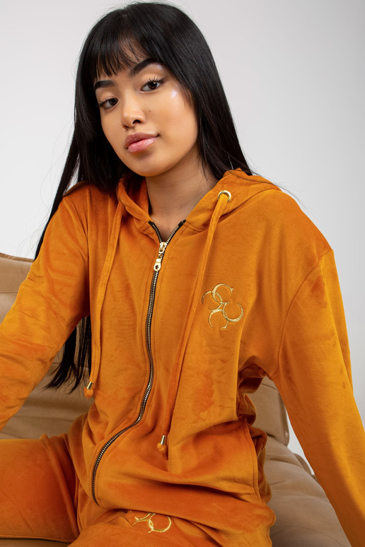 Tmavě žlutý dámský velurový set s...