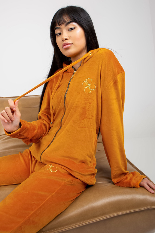 Tmavě žlutý dámský velurový set s...