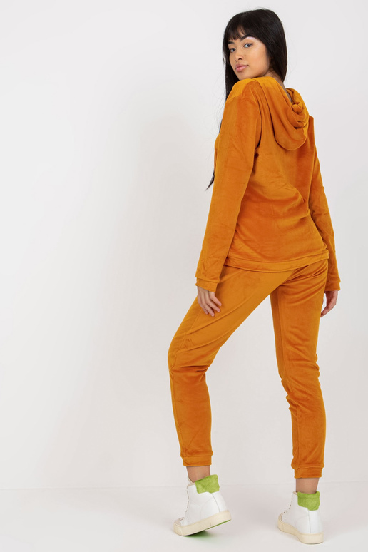 Tmavě žlutý dámský velurový set s...