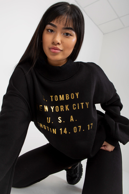 Černá mikina s potiskem a rolákem