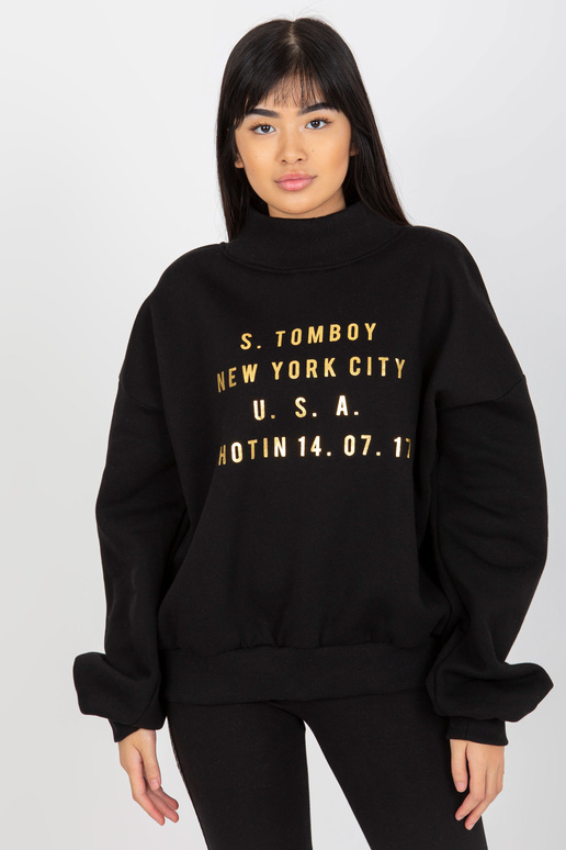 Černá mikina s potiskem a rolákem